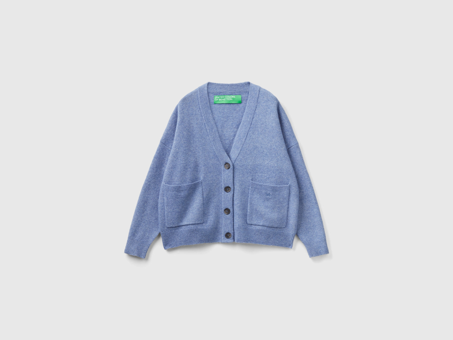 Cardigan over in filato riciclato da donna azzurro | Benetton Outlet