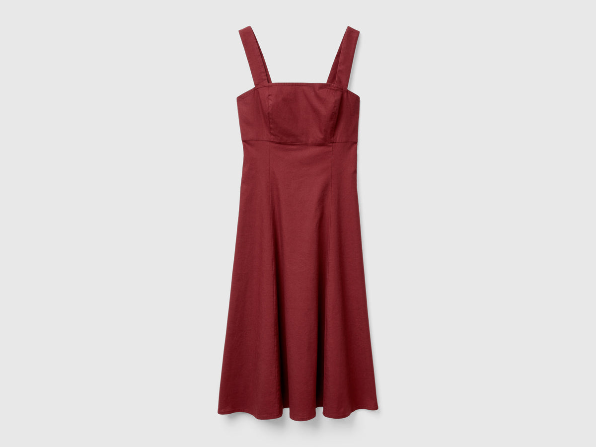 Vestito scollo quadrato in misto lino