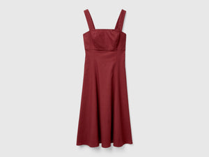 Vestito scollo quadrato in misto lino