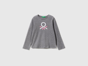 T-shirt in cotone bio con stampa glitter
