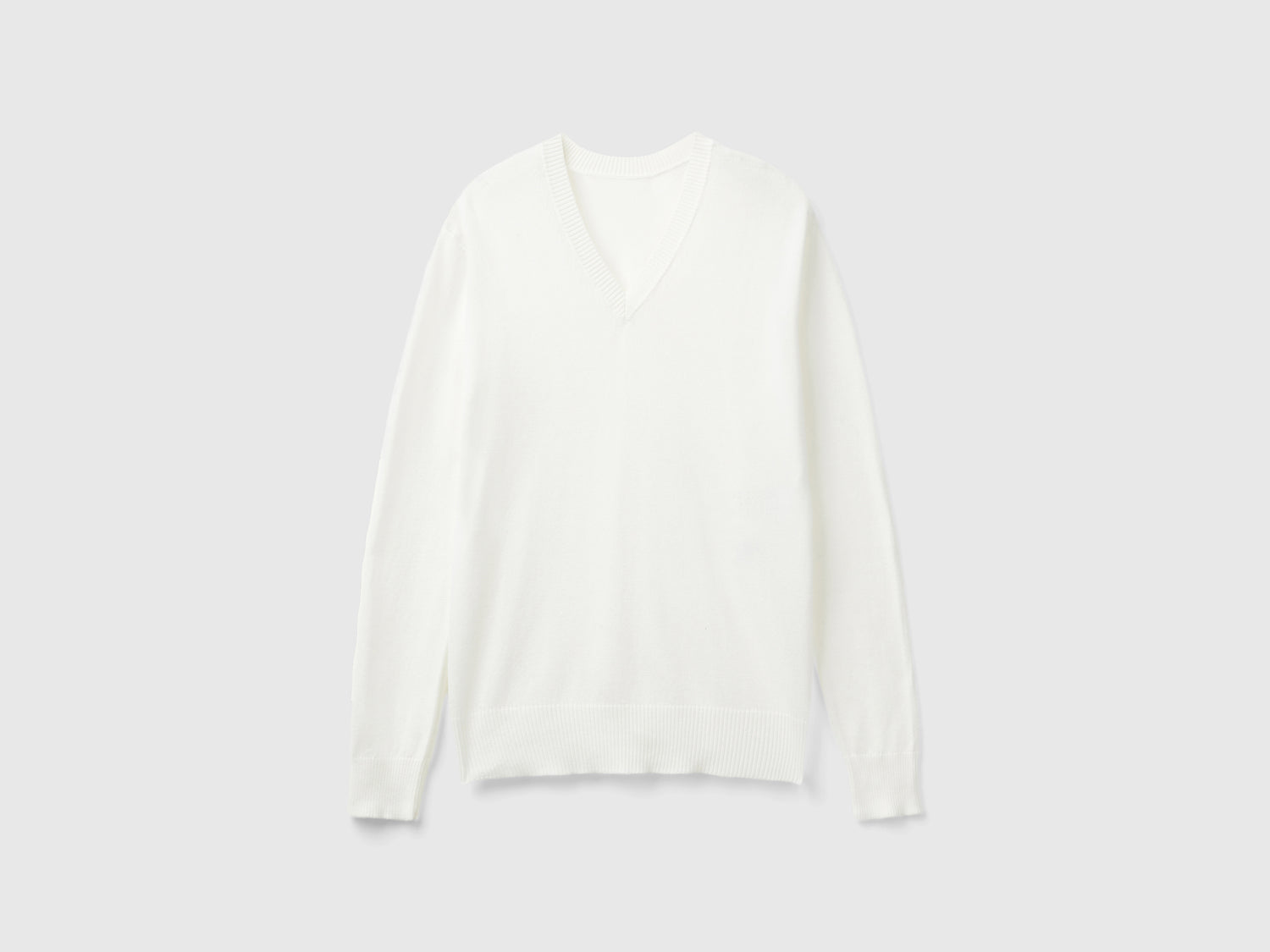 Maglia scollo a V in misto Modal da donna bianco panna | Benetton Outlet