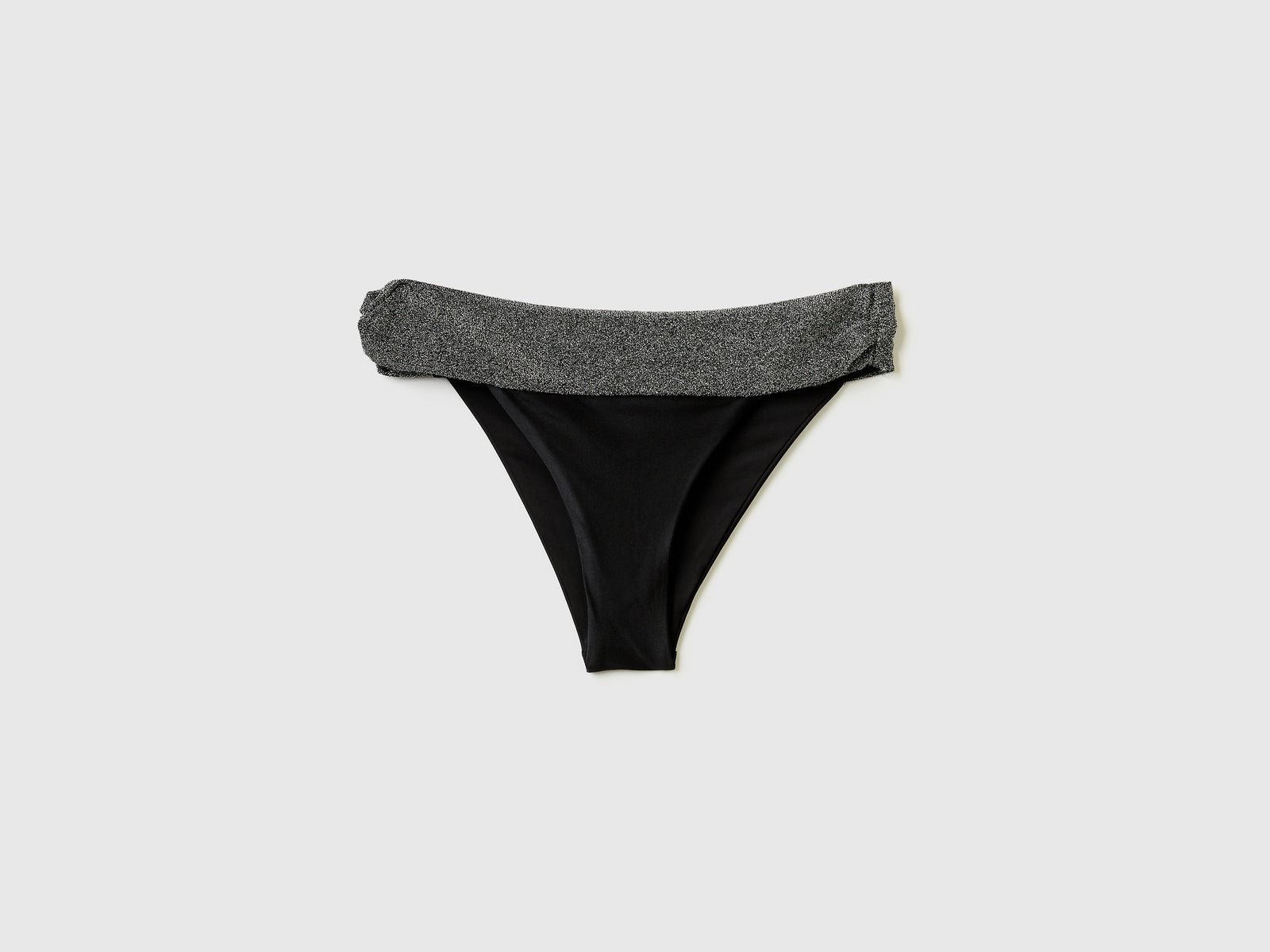 Slip mare in lycra lucida elasticizzata con fusciacca in vita in lurex da donna nero | Benetton Outlet