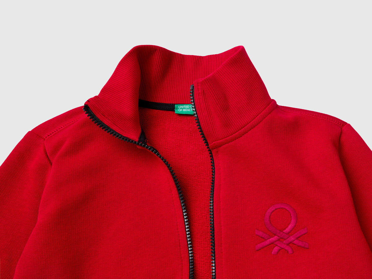 Felpa con zip in puro cotone