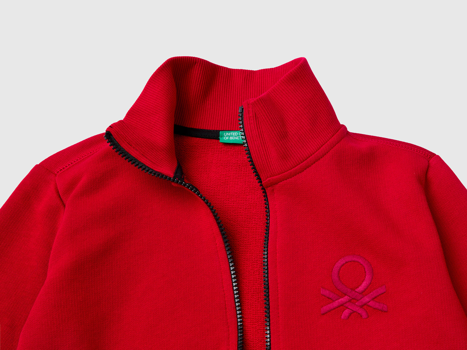 Felpa con zip in puro cotone da bambino rosso 2 | Benetton Outlet