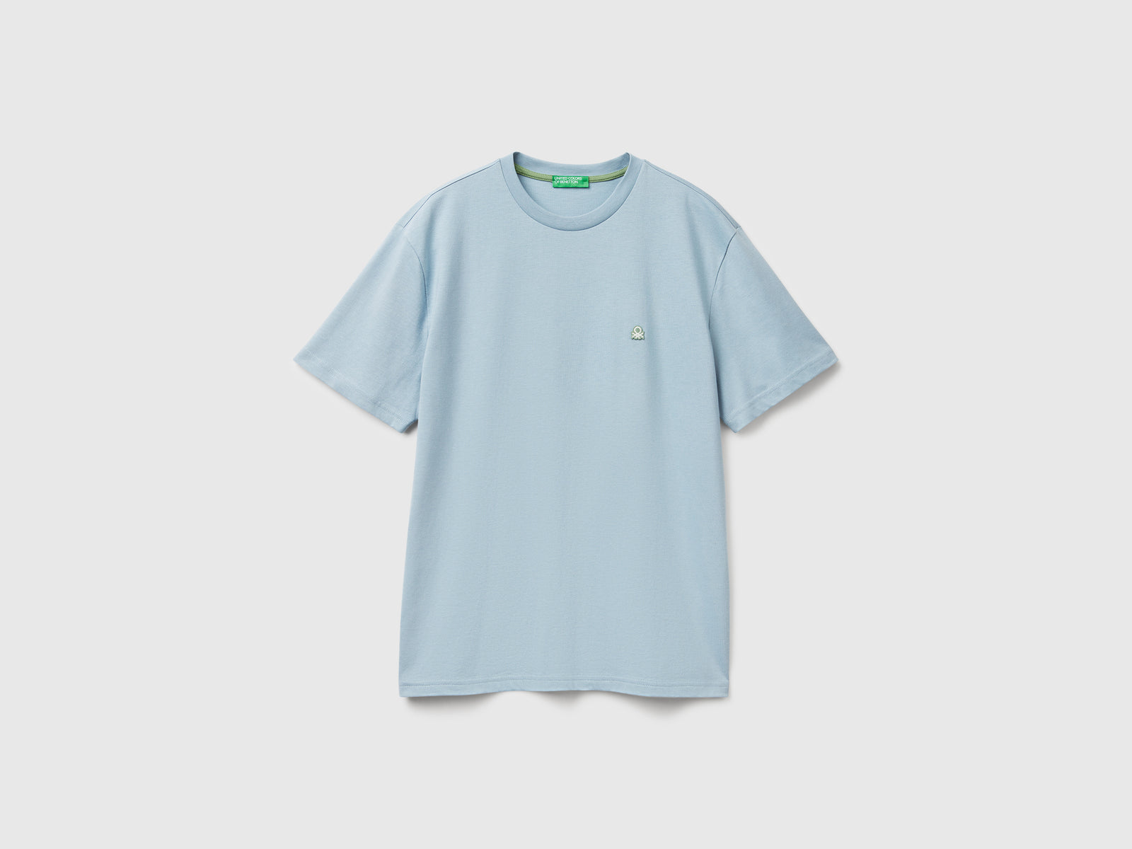 T-shirt basica cotone da uomo celeste | Benetton Outlet