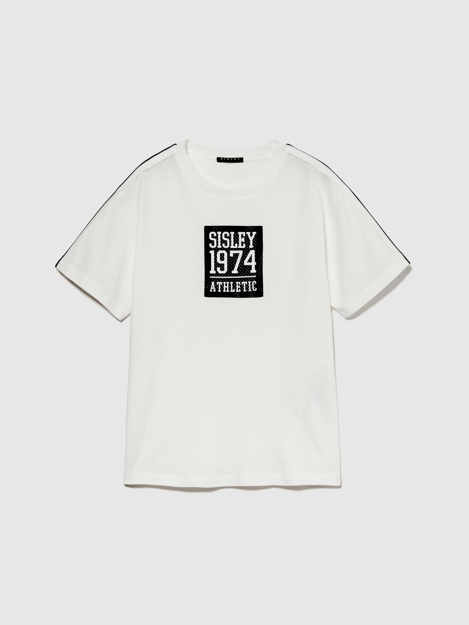 T-shirt con inserto a contrasto da bambino bianco | Sisley young Outlet