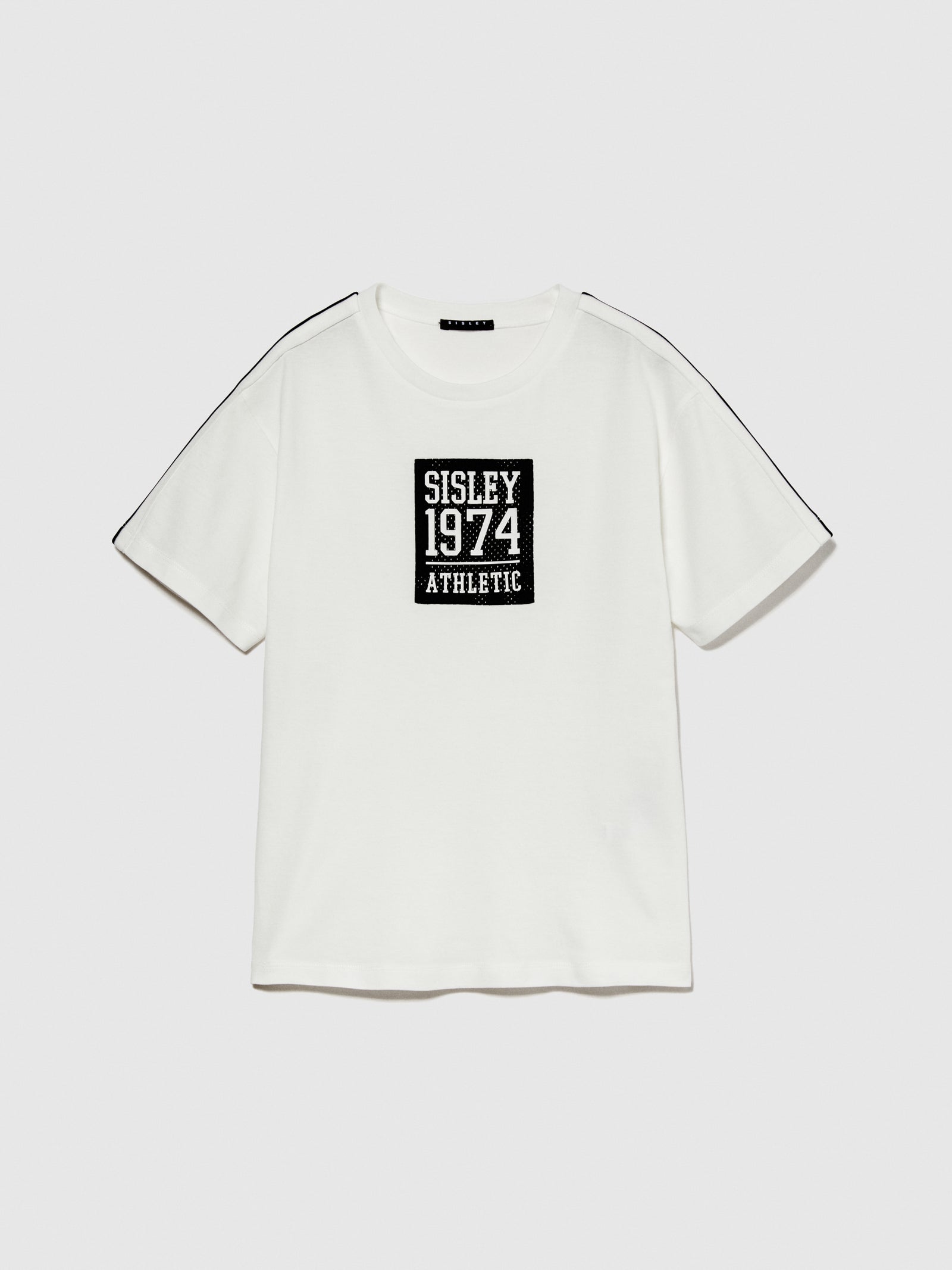 T-shirt con inserto a contrasto da bambino bianco | Sisley young Outlet