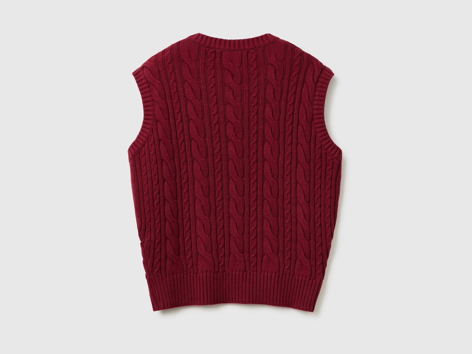 Gilet con trecce da donna bordeaux 2 | Benetton Outlet