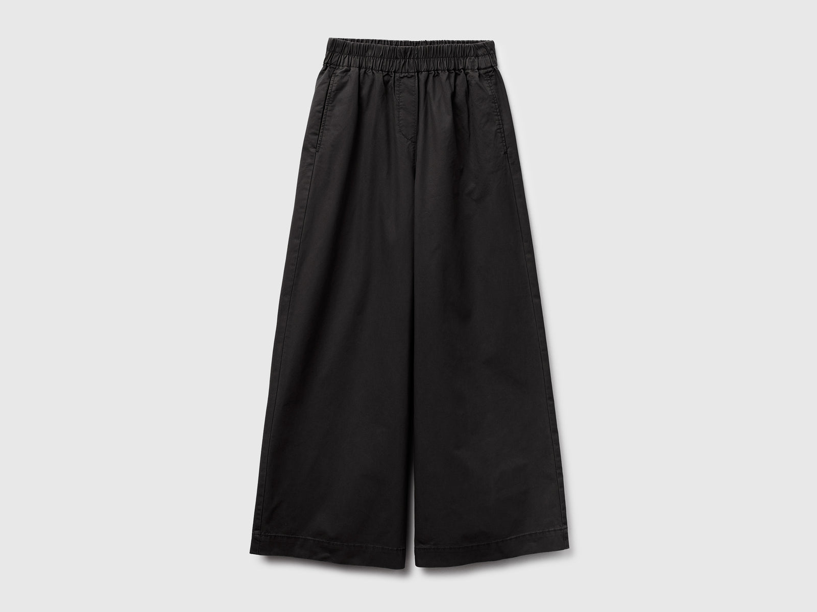Pantaloni ampi in puro cotone da donna nero | Benetton Outlet