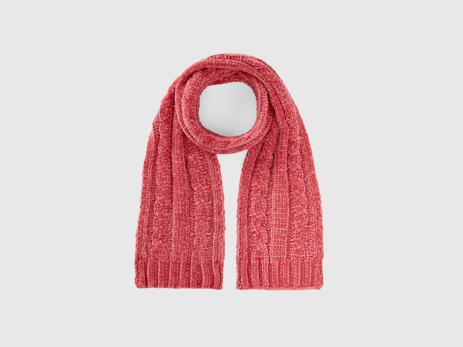 Sciarpa in ciniglia con trecce da bimbo rosa | Benetton Outlet