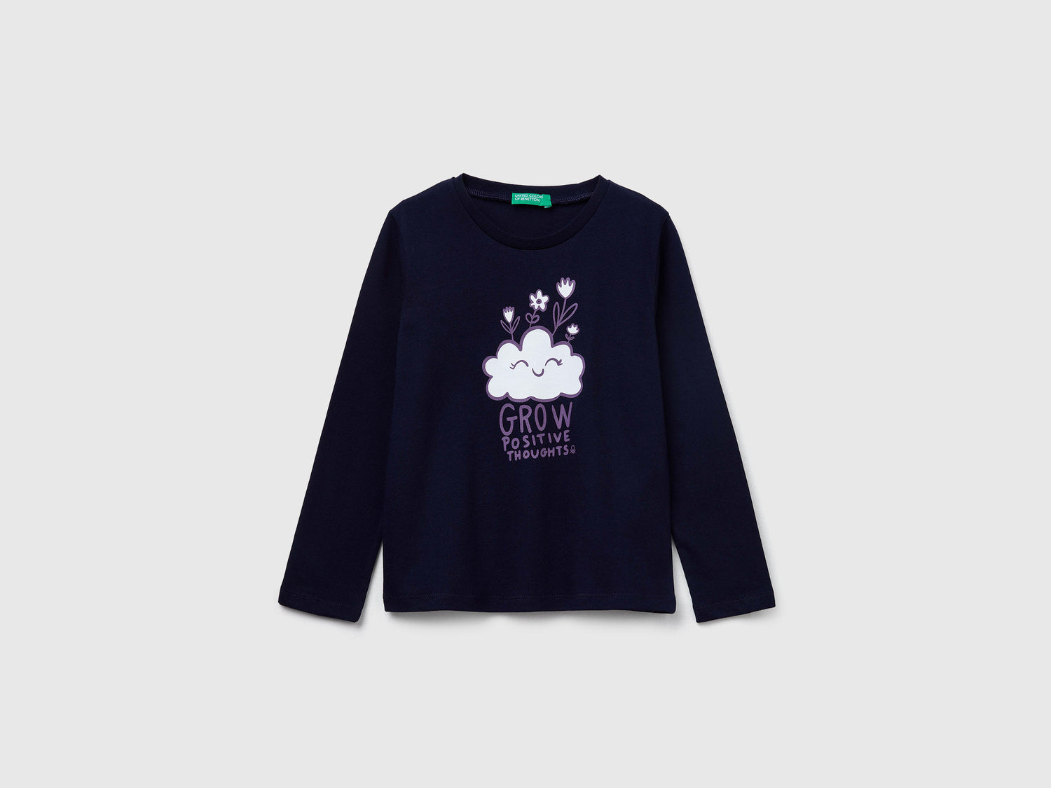 Maglietta regular fit con stampa da bimba blu scuro | Benetton Outlet