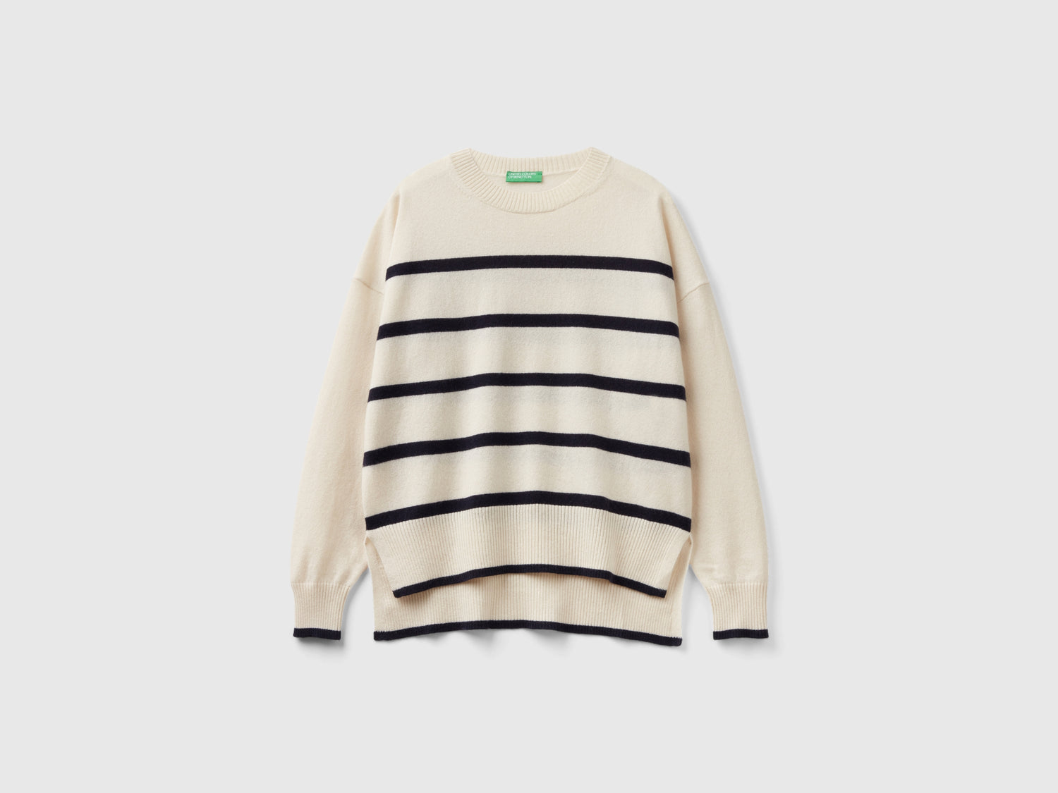 Maglia con righe in puro cashmere da donna bianco panna | Benetton Outlet