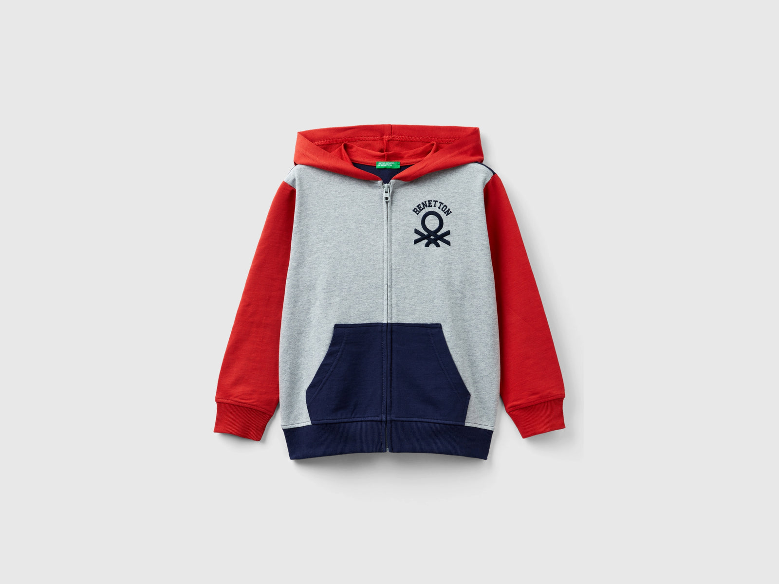 Felpa con zip e cappuccio da bambino multi-color | Benetton Outlet