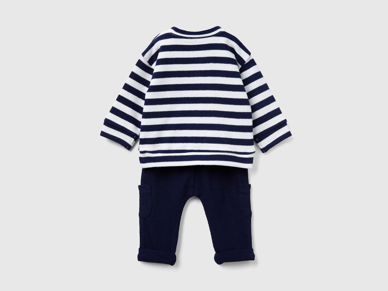 Completo in felpa a righe da neonato blu 2 | Benetton Outlet