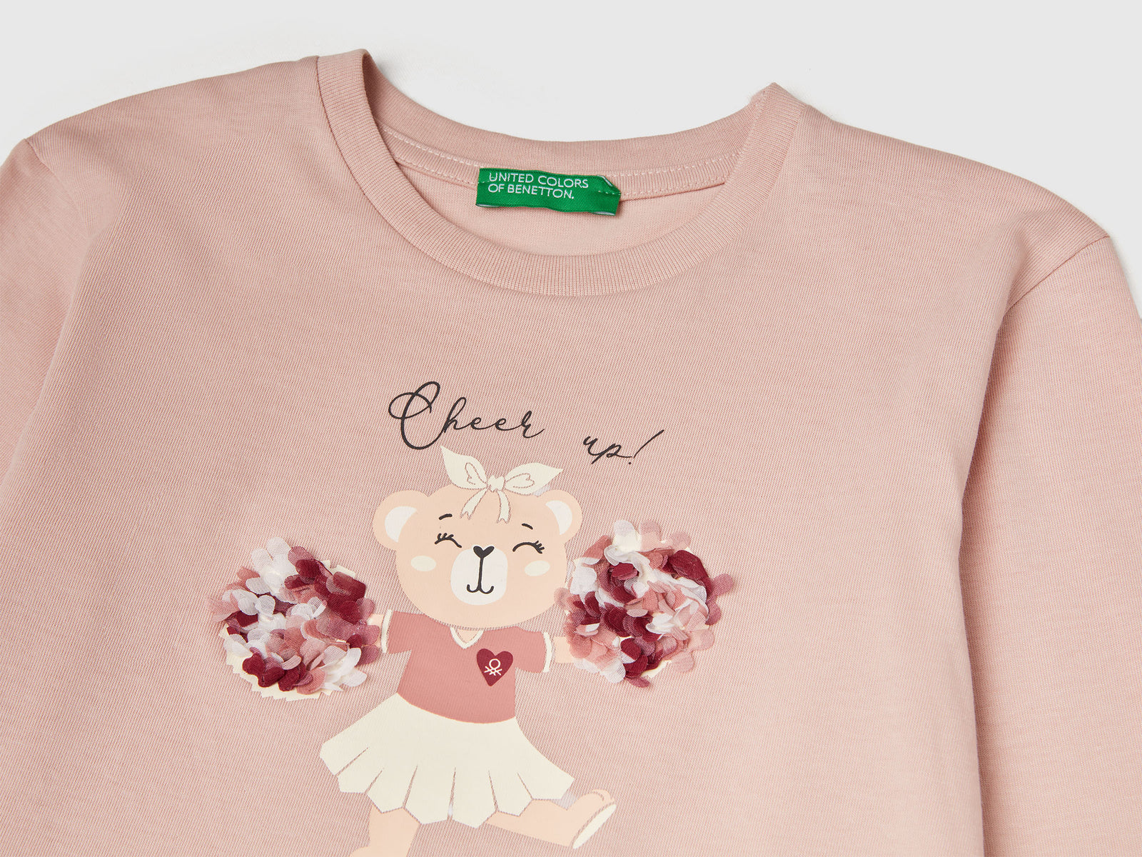 T-shirt con applicazione effetto petali da bimba rosa tenue 3 | Benetton Outlet