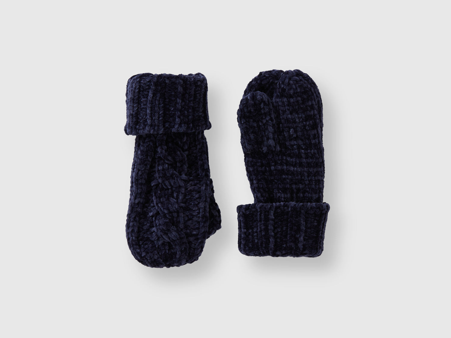 Guanti in ciniglia con trecce da bimbo blu scuro | Benetton Outlet