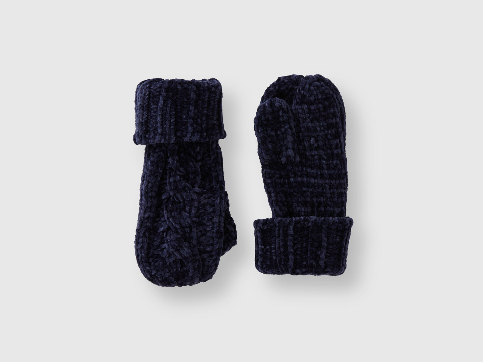 Guanti in ciniglia con trecce da bimbo blu scuro | Benetton Outlet