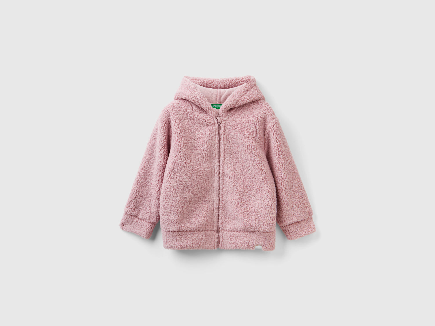 Felpa effetto orsetto con cappuccio da bimbo rosa | Benetton Outlet