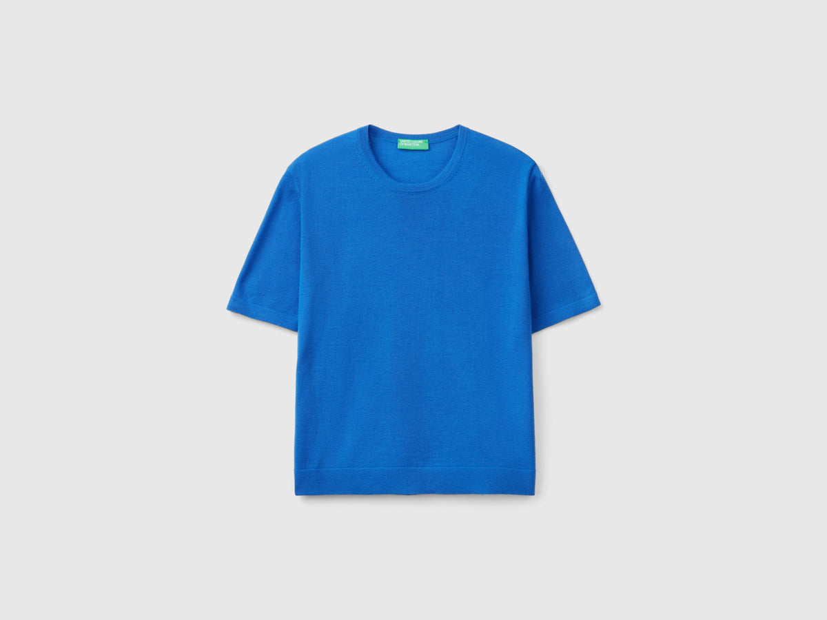 Maglia manica corta in pura lana Merino