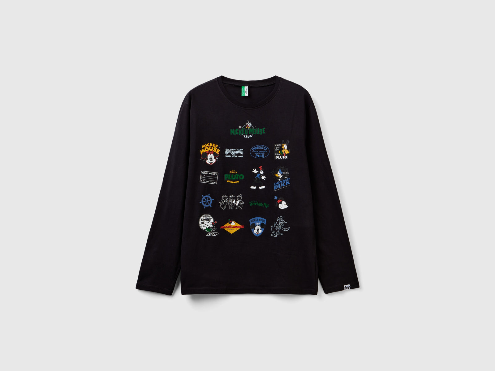 T-shirt Disney a manica lunga da uomo nero | Benetton Outlet