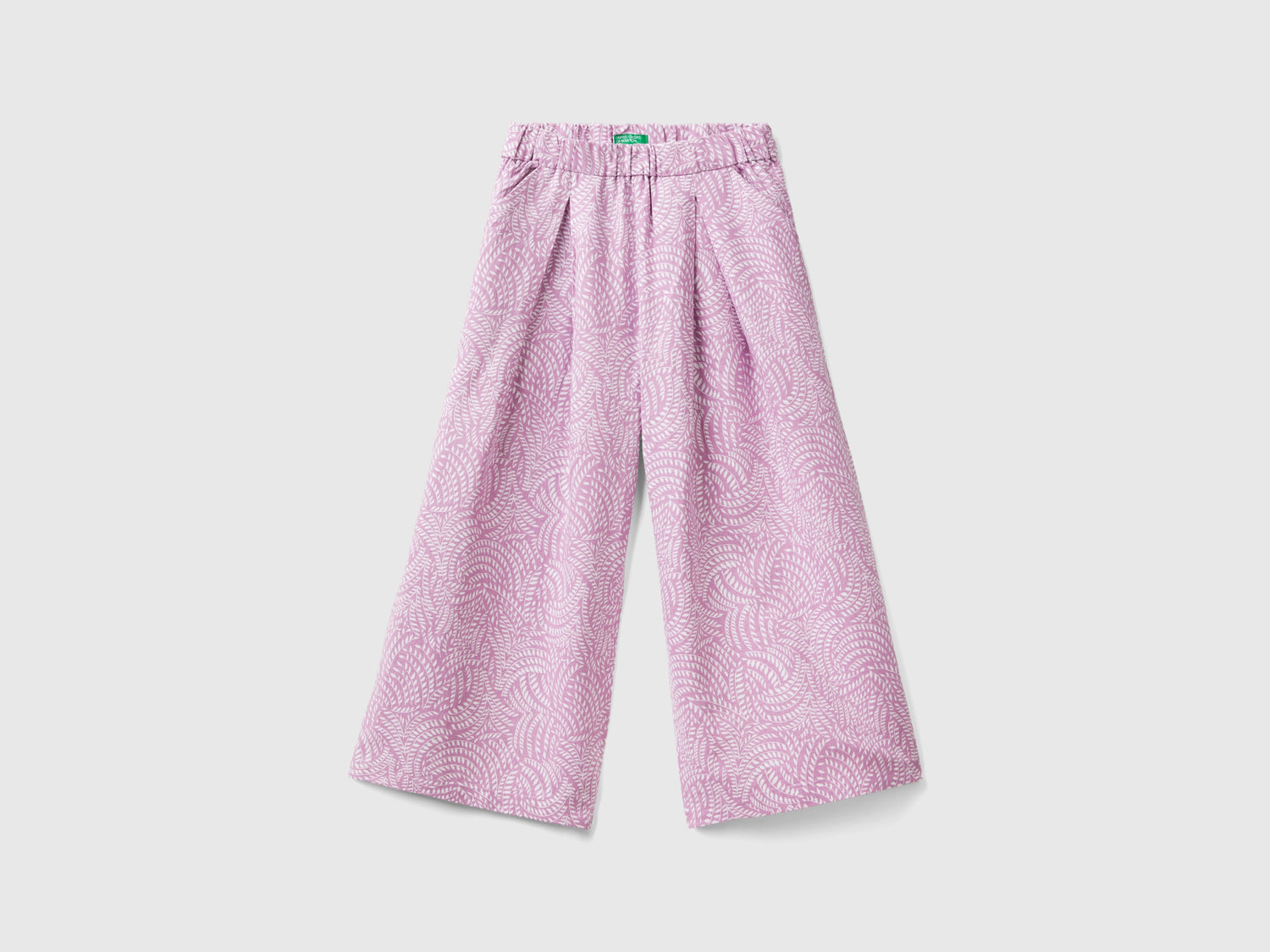 Pantaloni fantasia in misto lino da bambina lilla | Benetton Outlet