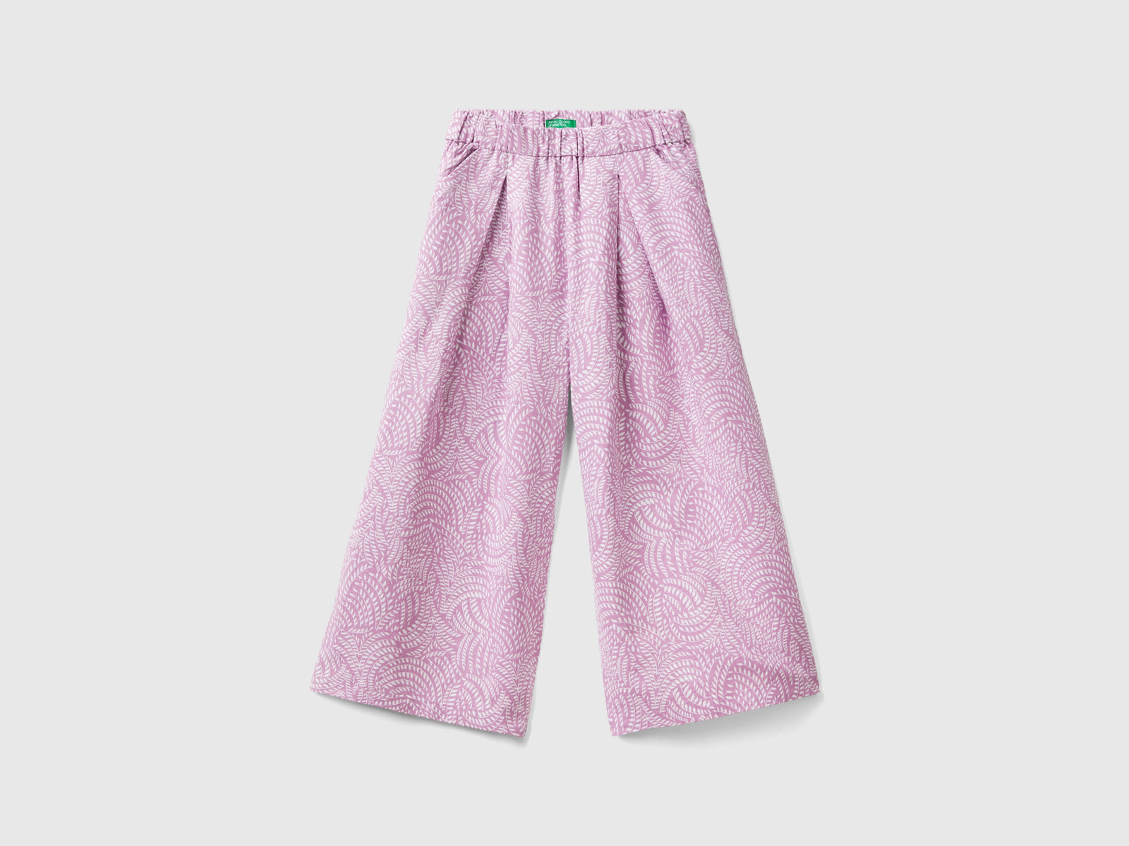 Pantaloni fantasia in misto lino da bambina lilla | Benetton Outlet