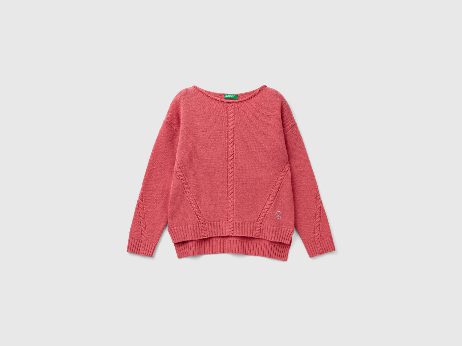 Maglia con trecce in misto lana da bambina malva | Benetton Outlet