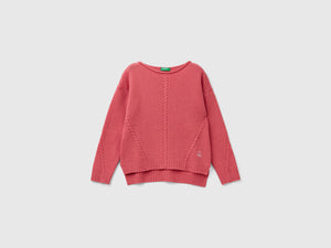 Maglia con trecce in misto lana