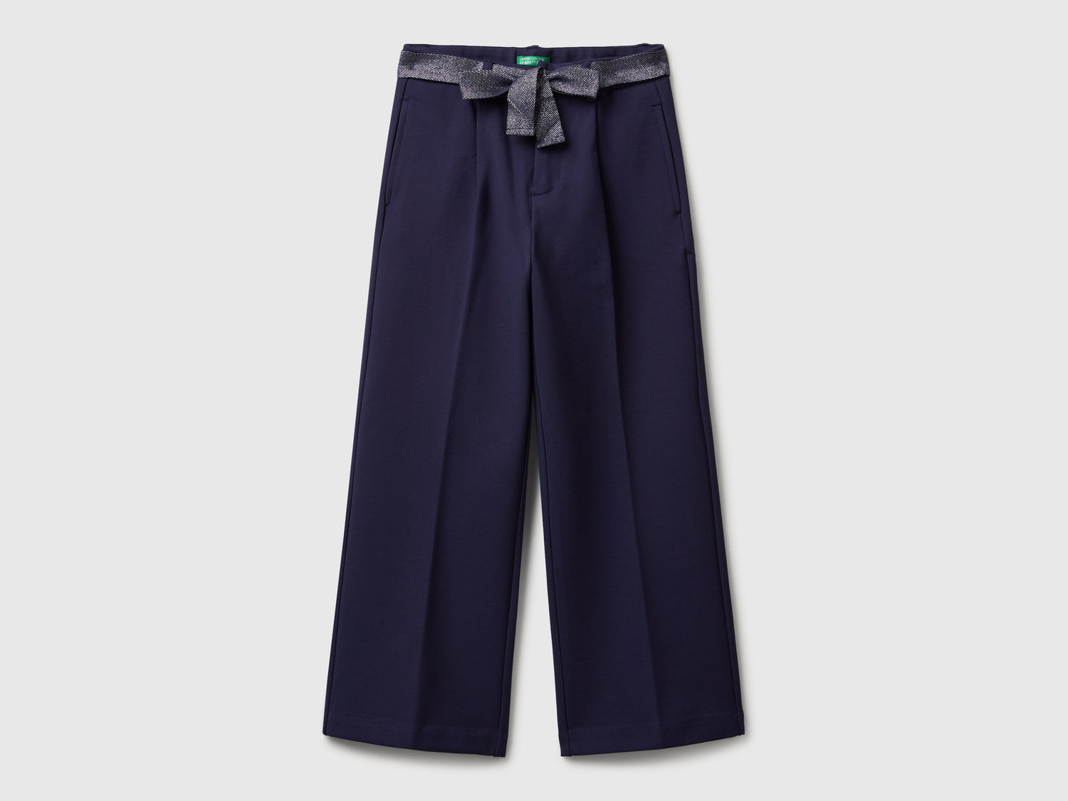 Pantaloni eleganti con fusciacca da bambina blu scuro | Benetton Outlet