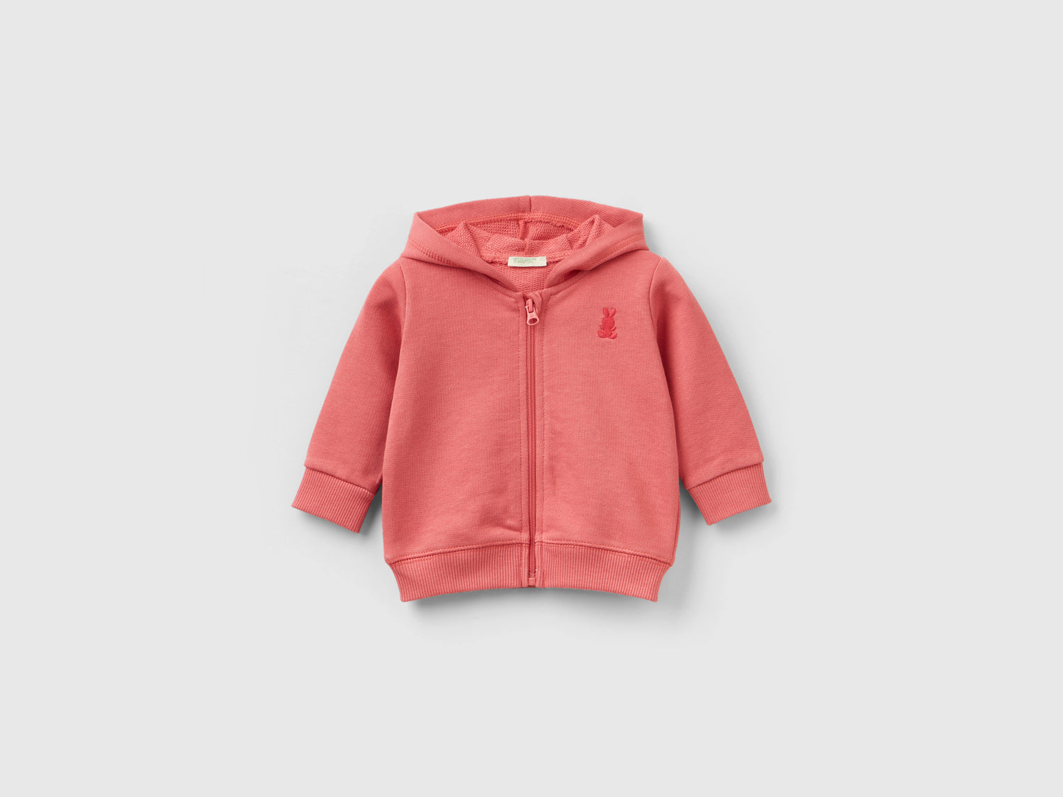 Felpa con cappuccio in cotone bio da neonato salmone | Benetton Outlet
