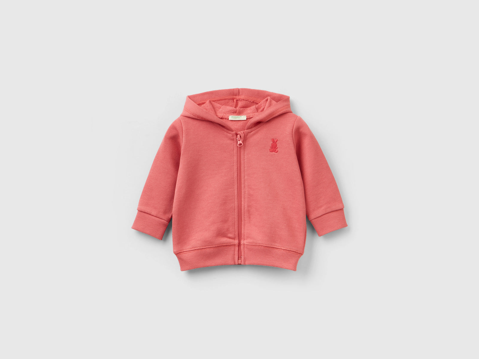 Felpa con cappuccio in cotone bio da neonato salmone | Benetton Outlet