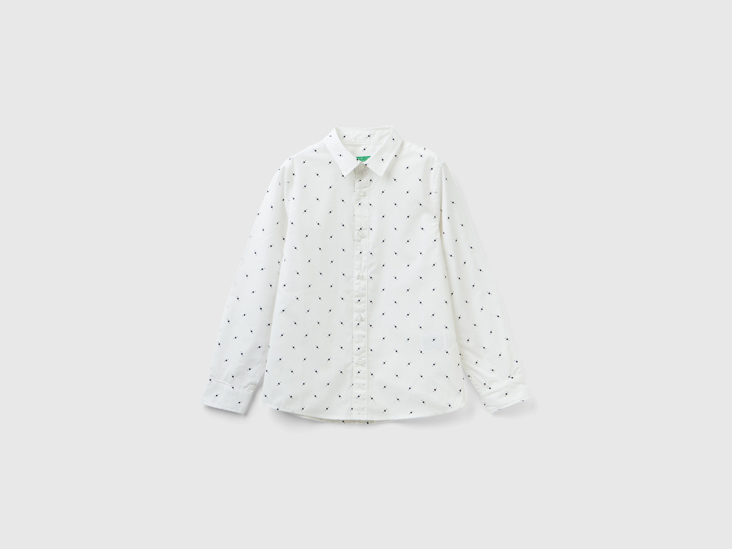Camicia slim fit micro fantasia da bambino bianco | Benetton Outlet