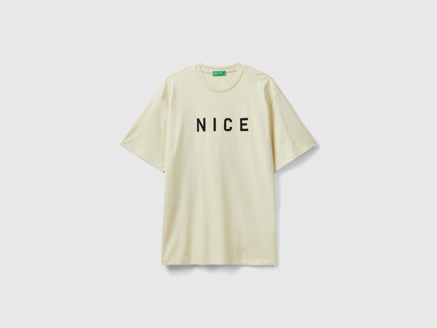 T-shirt con stampa slogan da uomo beige | Benetton Outlet