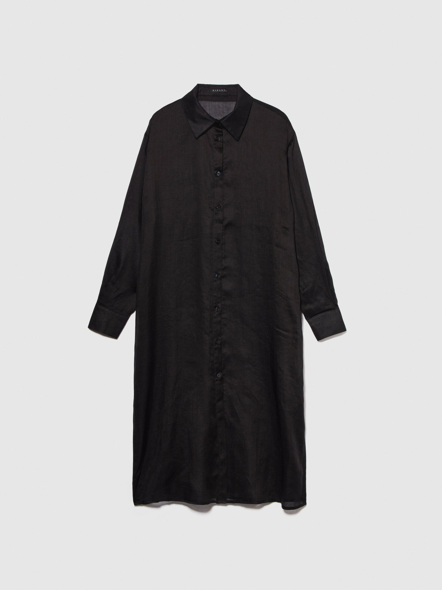 Maxi camicia in ramiè da donna nero | Sisley Outlet
