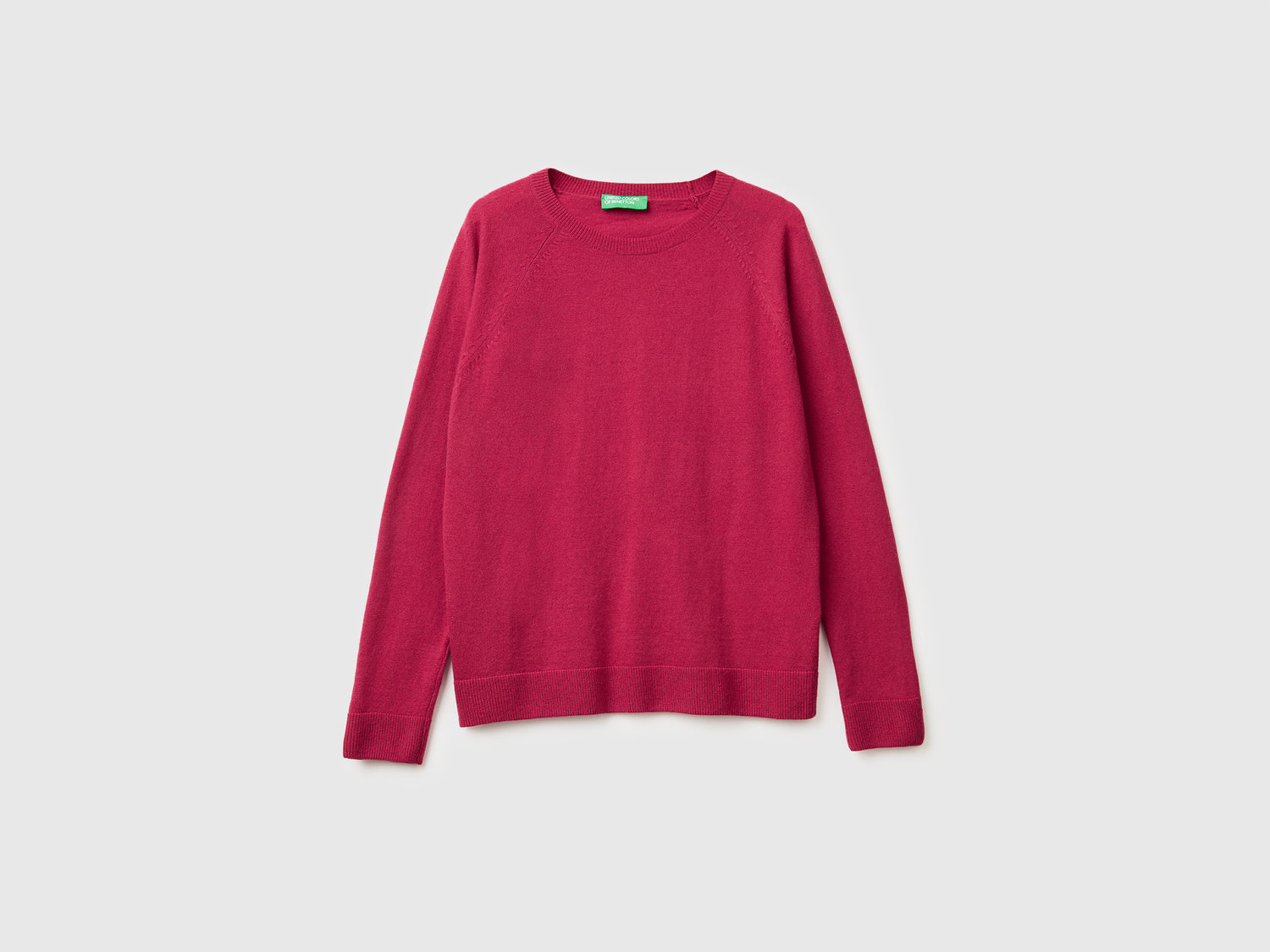 Maglia girocollo in misto lana e cashmere da donna fragola | Benetton Outlet