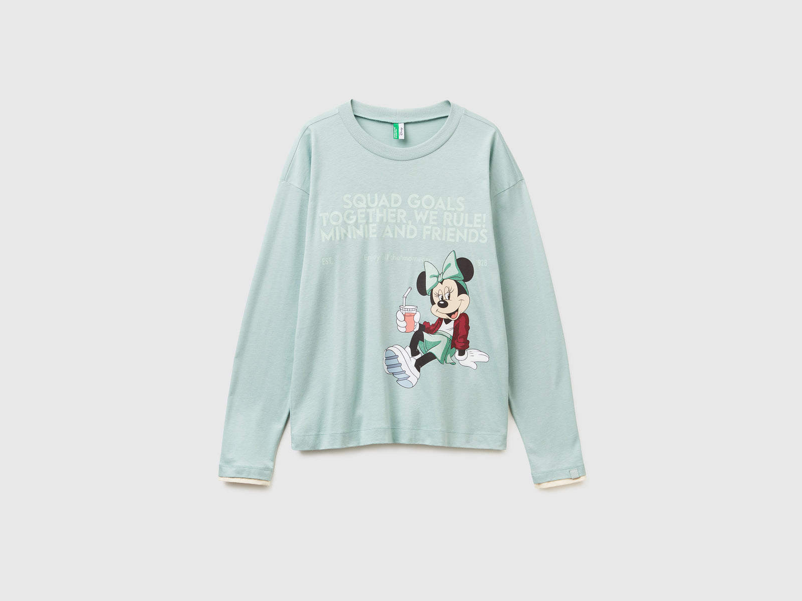 Maglia con stampa ©Disney Minnie da donna verde acqua | Benetton Outlet