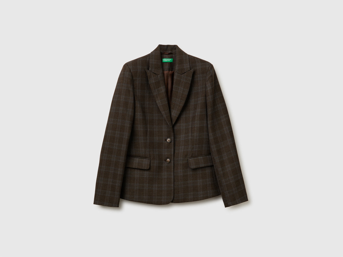 Blazer a quadri in misto viscosa