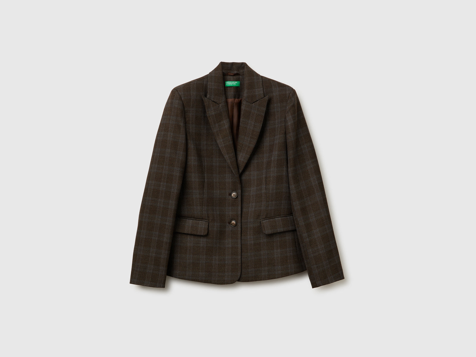 Blazer a quadri in misto viscosa da donna marrone | Benetton Outlet