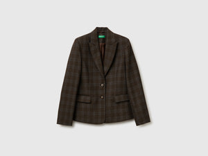 Blazer a quadri in misto viscosa