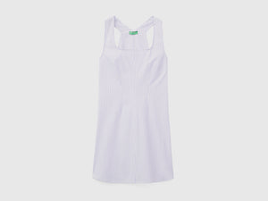 Vestito smanicato in cotone elasticizzato dall'aspetto mosso a righe sottili