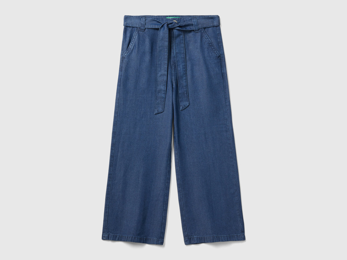 Pantaloni wide fit in chambray