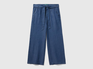 Pantaloni wide fit in chambray