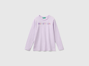 T-shirt manica lunga con stampa glitter