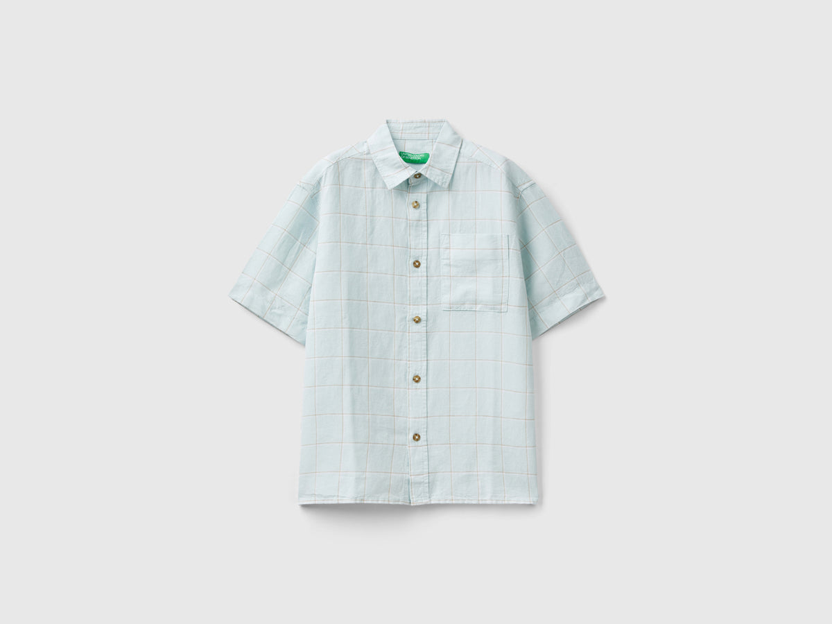 Camicia a quadri in misto lino
