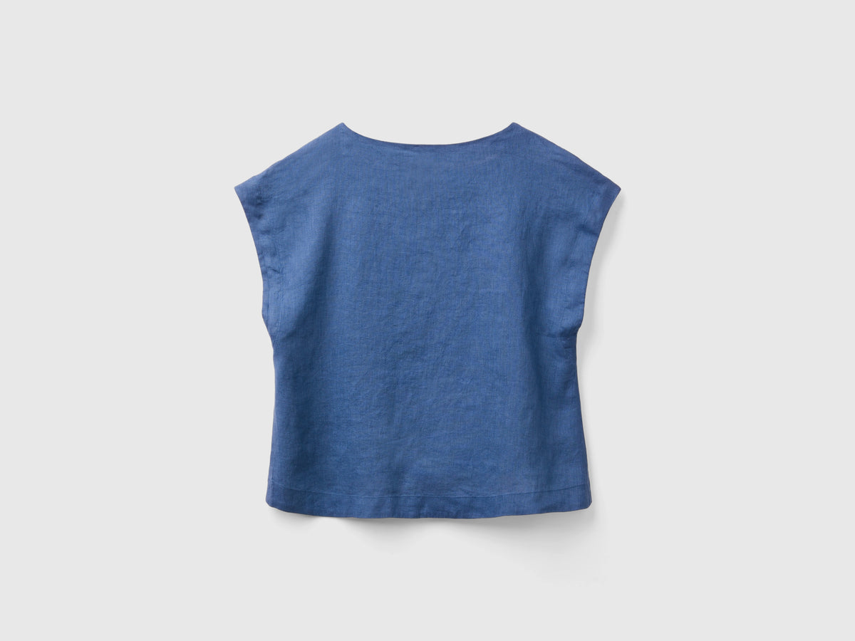 Blusa scollo quadrato in puro lino