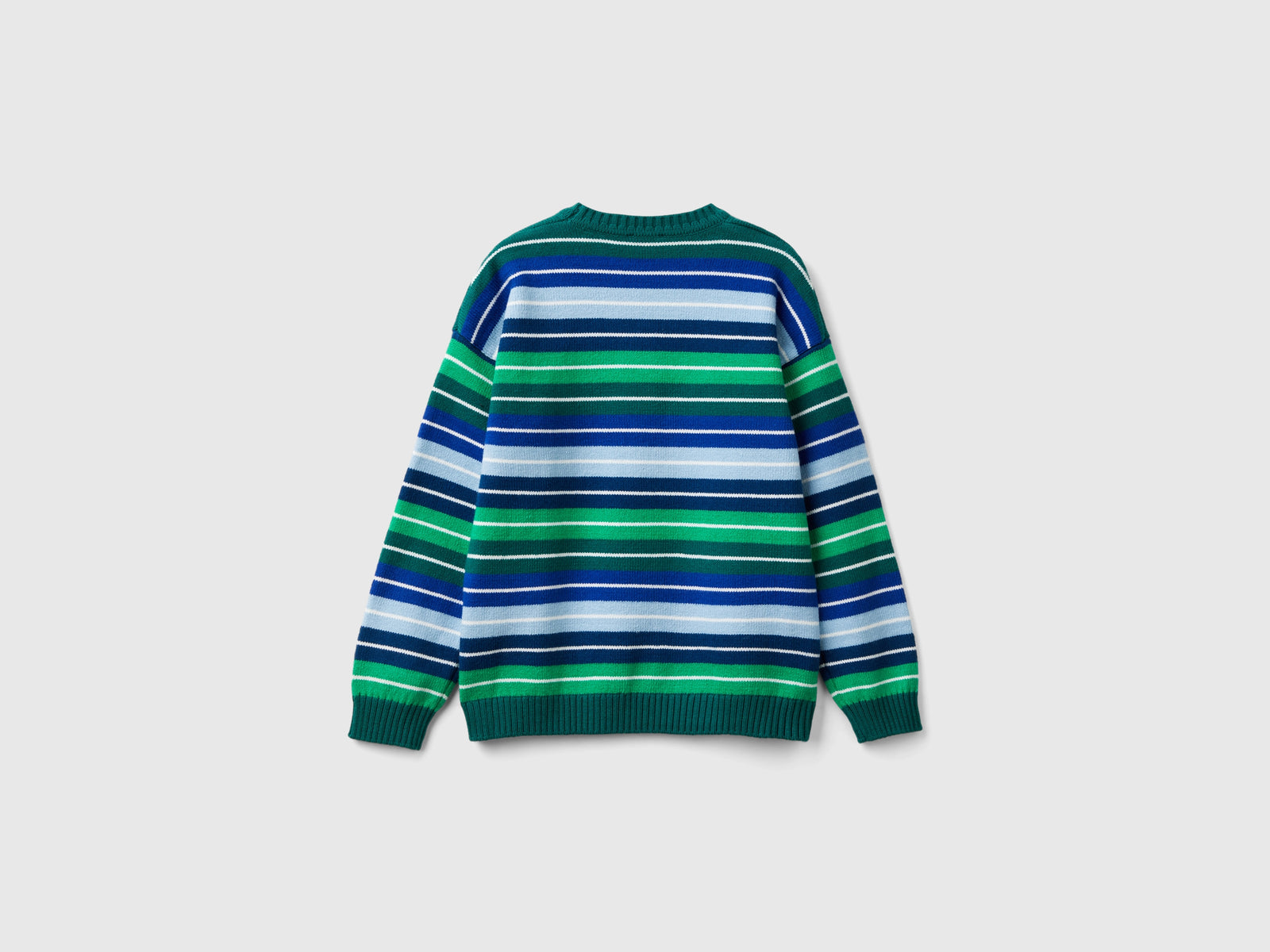 Maglia a righe in misto cotone e lana da bambino verde scuro 2 | Benetton Outlet