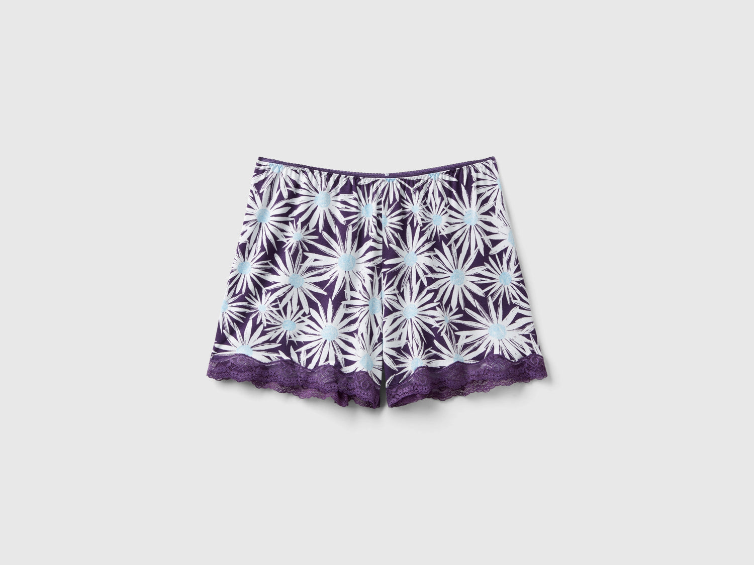 Shorts a fiori in viscosa stretch da donna viola | Benetton Outlet