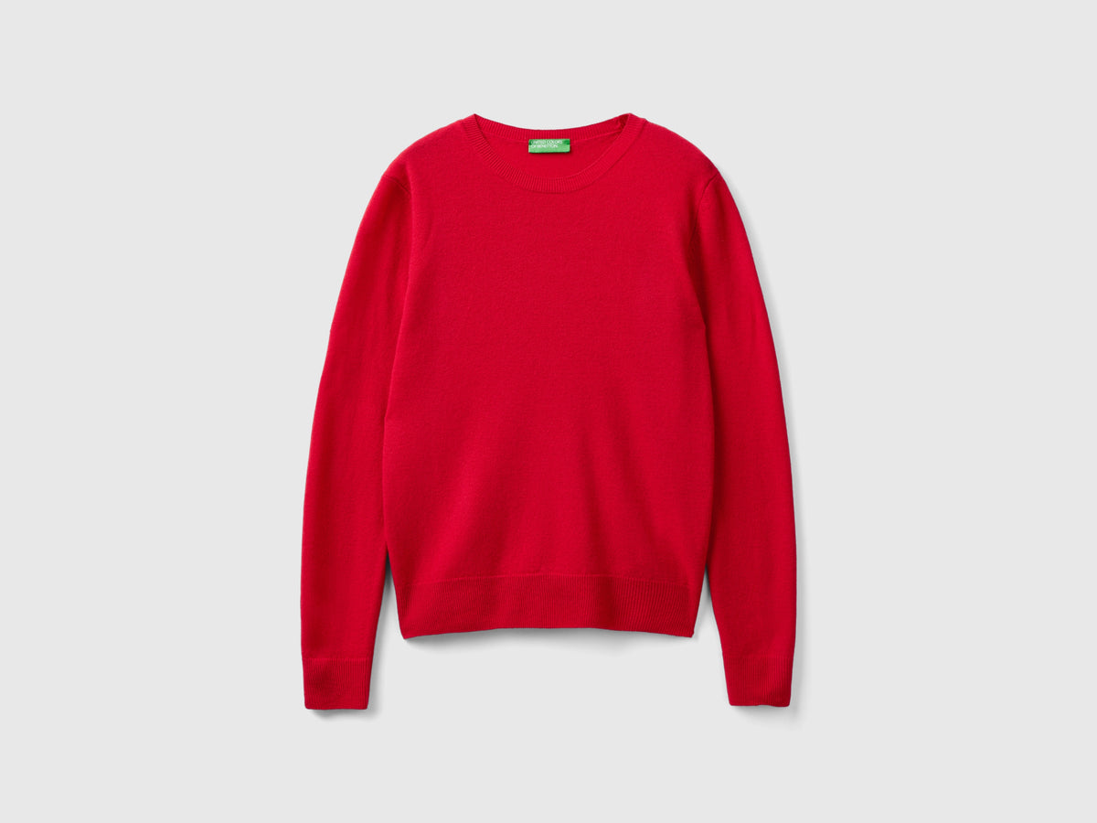 Plum crew-neck sweater in pure Merino wool