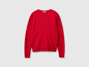 Plum crew-neck sweater in pure Merino wool