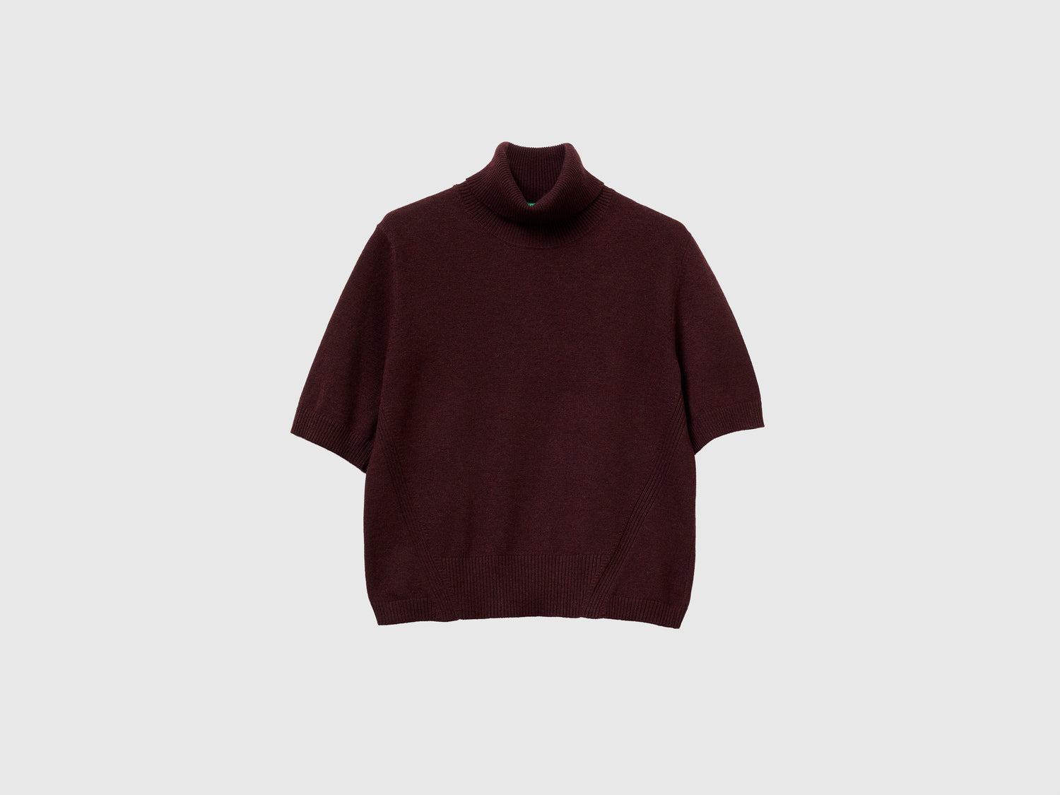 Dolcevita marrone a manica corta in misto cashmere da donna bruciato | Benetton Outlet